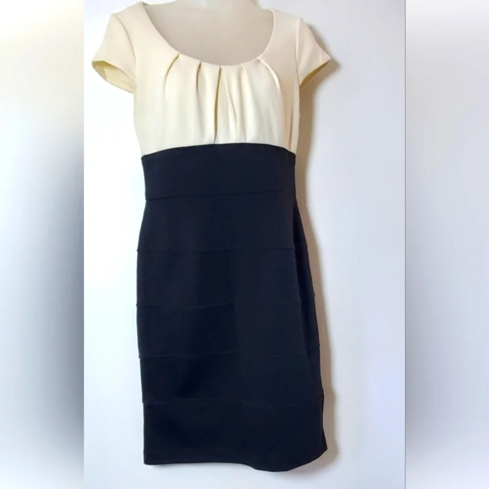 Chic Black and Cream Strapless Dress